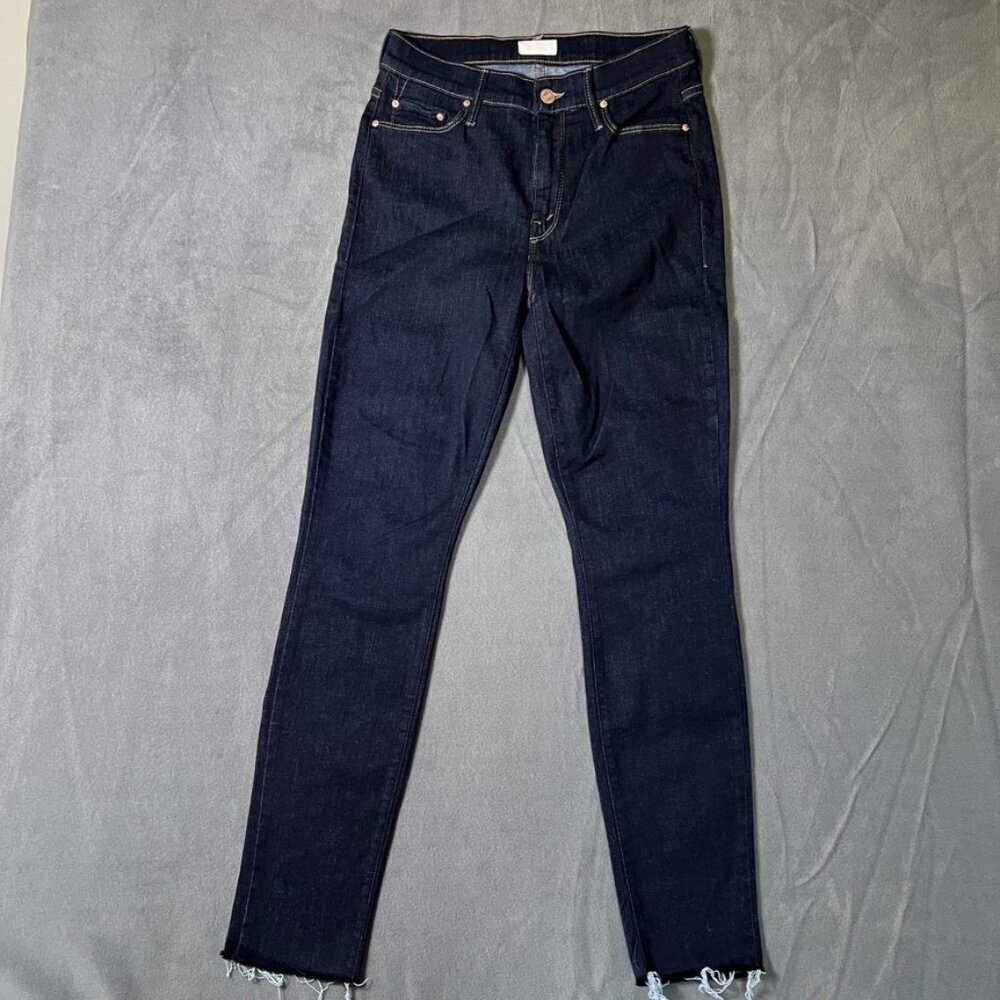 MOTHER‎ Looker Ankle Fray So Good Jeans Dark Wash Size 28 - Picture 2 of 12